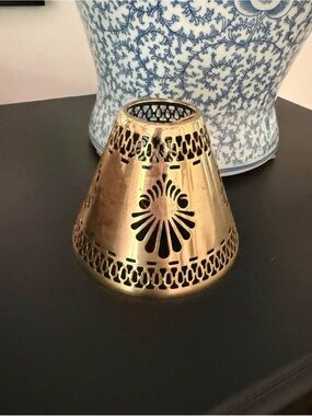 Vintage Brass Gold Decorative Shade - Elegant Cutout Accent